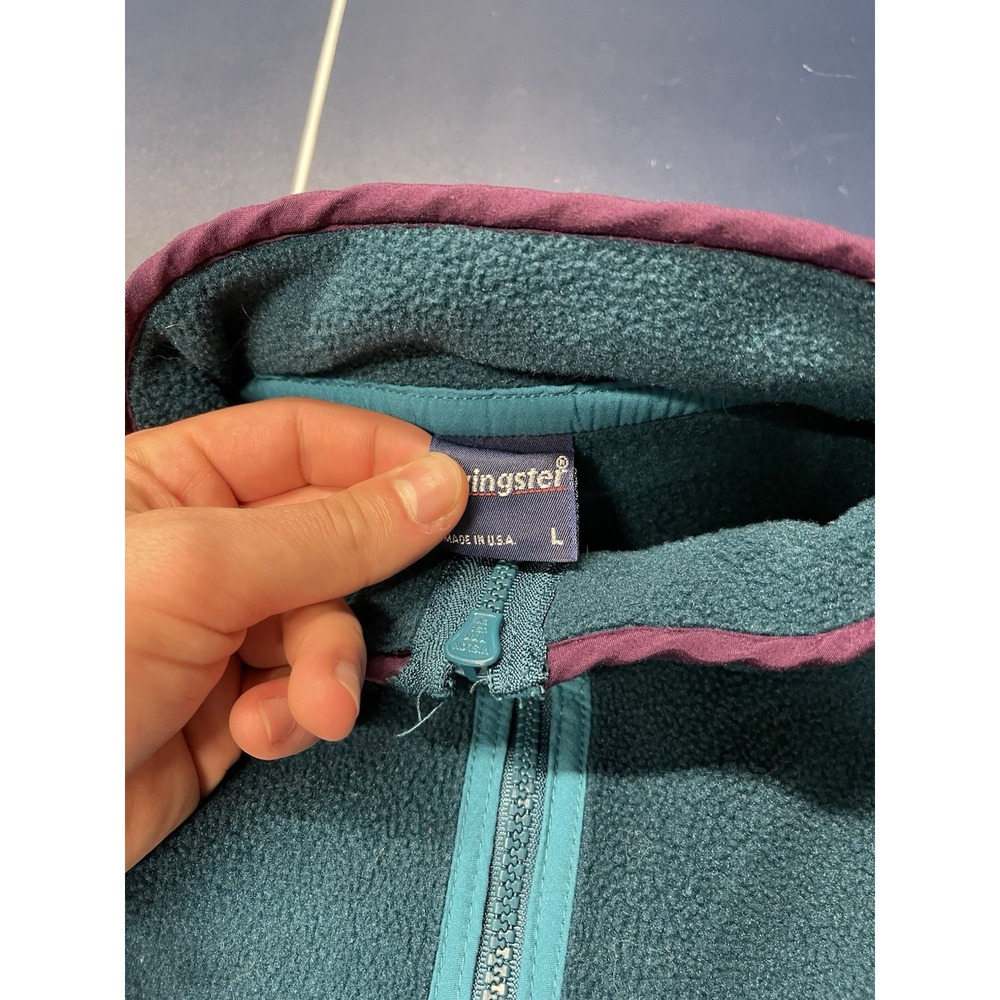 Vintage Swingster Teal Fleece 1/4 Zip Pullover L DeKuyper - Picture 5 of 7